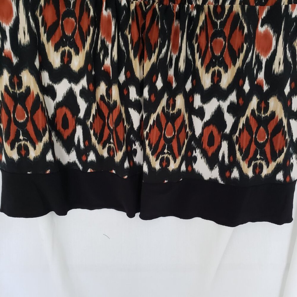Woman Fave Multicolor Geometric Pattern Scoop Neck Short Sleeve Blouse Size 3X - Picture 8 of 12